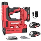 Nail Gun Battery Powered, 18 Gauge 2-in-1 Cordless Brad Nailer Stapler (Includes 2 × 2.0Ah Battery), Charger, 1500 Staples and Nails, Electric Staple Gun for Carpentry and Upholstery