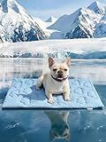 Huafly Dog Cooling Mat,Dual-Sided Cooling Mat for Dogs–Cooling Fabric for Summer,Velvet for All Seasons–Portable for Crate,Car Seat,Sofa&Floor,Machine Washable,Keeps Cats,Dogs&Puppies Cool,Cloud Blue