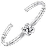 Women's silver bracelet handmade 925 silver bracelet men's enlarged opening size adjustable, gift for girlfriend and boyfriend
