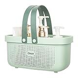 JiatuA Plastic Storage Basket with Handle Portable Shower Caddy Tote Organizer Basket Bin for Bathroom Kitchen Dorm Room Bedroom, Green