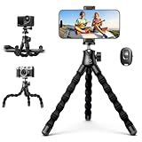 Lamicall Tripod for iPhone - [Ultra-Stable] Phone Tripod with Wireless Remote, Mini Flexible Phone Stand for Recording with 1/4'' Screw and Cold Shoe for iPhone Gopro Camera Pocket 3/4 fit Vlog Travel
