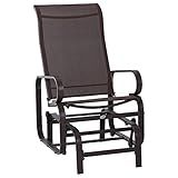 Outsunny Outdoor Glider Chair, Gliders for Outside Patio with Smooth Gliding Mechanism and Lightweight Construction for Backyard, Brown