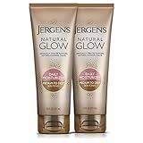 Jergens Natural Glow Self Tanner Body Lotion, Daily Sunless Tanning, Medium to Deep Skin Tone, Daily Moisturizer with Coconut Oil, Vitamin E and Antioxidants, 7.5 Oz, Pack of 2