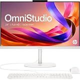 HP OmniStudio 24" Full HD All-in-OneDesktop Computer, 16GB DDR5 RAM, Intel Quad-Cores, 128GB SSD, WiFi6, Keyboard & Mouse, Windows 11