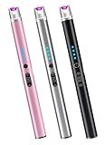 Luxgaze 3 Pack Electric Candle Lighter Rechargeable USB Lighters Flameless Windproof Plasma Arc Lighters with Safety Lock Long Lighter for Candle BBQ Camping Birthday Party