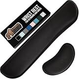 GORILLA GRIP Silky Memory Foam Wrist Rest for Computer Keyboard, Mouse, Ergonomic Design for Typing Pain Relief, Desk Pads Support Hand and Arm, Mousepad Rests, Stain Resistant, 2 Piece Pad, Black