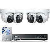 REOLINK Smart 5MP 8CH Home Security Camera System, 4pcs Wired PoE IP Cameras Outdoor with Person/Pet/Vehicle Detection, 4K 8CH NVR with 2TB HDD for 24-7 Recording, RLK8-520D4-5MP