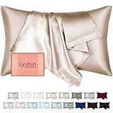 LYSHIN Silk Pillow Cases Standard Size with Hidden Zipper, Champagne