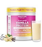 Pink Stork Protein Powder for Women, 20g Plant Based Protein Powder with Fiber + Superfoods, Gluten Free, Dairy Free, Sugar Free, Pregnancy Friendly, Vanilla Protein Shake - 15 Scoops