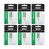 REACH Waxed Dental Floss, Mint, Plaque Remover for Teeth, Shred Resistant, Floss Slides Smoothly, Easy to Use, Waxed, Deep Cleaning Teeth, Oral Care, PFAS Free, for Adults & Kids, 6 Pack, 200 yd