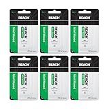REACH Waxed Dental Floss, Mint, Plaque Remover for Teeth, Shred Resistant, Floss Slides Smoothly, Easy to Use, Waxed, Deep Cleaning Teeth, Oral Care, PFAS Free, for Adults & Kids, 6 Pack, 200 yd