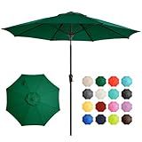 Ayge 9FT Large Outdoor Patio Umbrella Market Table Umbrella-UV Resistant, Easy Push Button Tilt and Crank, 8 Sturdy Fiberglass Ribs Heavy-Duty Pool Umbrella for Deck, Backyard,Garden, Yard,Green