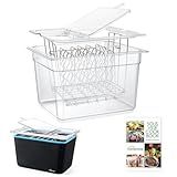 HOMENOTE Sous Vide Container 12 Quart with Universal Collapsible Hinged Lid,Complete Sous Vide Accessories Kit BPA Free,Compatible with Anova and Most Sous Vide Cookers（With Rack and Sleeve）