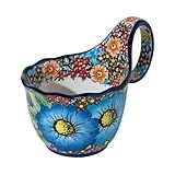 ALMA Handpainted Soup Bowl with Handle, 18.6oz Ceramic Cereal Bowl, Microwave &Dishwasher Safe,Loop Handle Bowl Great for Soup, Chili, Stew, Ice cream