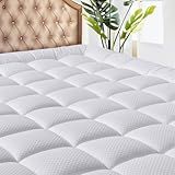 MATBEBY Queen Size Mattress Pad - Cooling Breathable Mattress Topper, Quilted Fitted Mattress Protector, Pillow Top Mattress Cover with 8-21" Deep Pocket, Soft, Machine Washable, White, 60x80 Inches