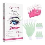 Beauty7 Facial Wax Strips for Hair Removal - Eyebrow Wax Strips at Home - 24 Strip, 4 Calming Oil Wipes for All Skin Types for Women