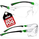 NoCry Clear Safety Glasses for Men and Women with Anti-Fog and Scratch Resistant Wrap Around Lenses, Adjustable Temples and Nose Pads — ANSI Z87 Certified Protective Eyewear with 100% UV Shielding