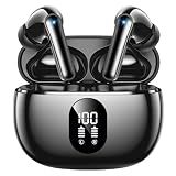 Wireless Earbuds Deep Bass Sound Ear Buds, Bluetooth 5.3 Headphones 48H Playtime, LED Display Earphones with Mic, IPX7 Waterproof Lightweight in-Ear Buds, Touch Control for iPhone TV Laptop Black