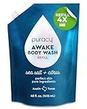 Puracy Body Wash Refill, Natural Body Wash, 98.6% Pure Plant Ingredients, Moisturizing Shower Gel for Women Men Kids, Body Soap for Dry Sensitive Skin Gently Scented with Citrus & Sea Salt, 48 Oz