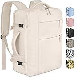 Capolo Travel Backpack for Women Men Waterproof Laptop Backpack Airlines Approved Carry On Backpack Bag Computer Bookbag for Business, Work, Traveling Fits 15.6 Inch Laptop(Beige)