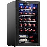 EUHOMY 25 bottle Wine Cooler Refrigerator, Wine Fridge Glass Door, Black