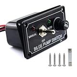 AMOMD 12V Bilge Pump Control Switch Panel 3 Way Manual/Off/Auto with LED Indicator 5A Fuse for Yacht Camper Truck Marine Boat