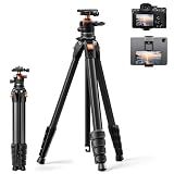 K&F CONCEPT 63" Aluminum Travel Tripod for Camera/Phone