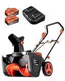 VOLTASK 48V Cordless Snow Blower, 48-Volt | 20-Inch Brushless Electric Snow Blower Cordless, Battery Snow Blower with Directional Plate & LED Lights (2 * 24V Battery & Dual Quick Charger Included)
