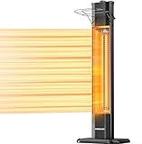 VAGKRI Outdoor Electric Patio Heater, 1500W Dual Carbon Tube Infrared Heater, Tip-Over & Overheat Protection,1S Instant Heat, IPX5 Waterproof, Tower Space Heater for Patio, Backyard & Garage