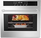 30 inch Electric Single Wall Oven with Convection Fan Touch Control, Large Oven Capacity, 360° Rotisserie, Fingerprint Resistant Stainless Steel