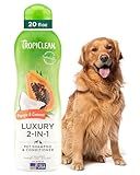 TropiClean 2-in-1 Dog Shampoo and Conditioner, Moisturizing Dog Detangler, Puppy Safe, Made in the USA, Papaya Scent, Cat & Kitten Safe, 20oz.