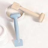 Merleu 2 Pack Silicone Face Scrubber,2 in 1 Facial Cleansing Brush & Face Mask Applicator, Face Exfoliator Scrubber Waterproof Home Spa Facial Brush for Sensitive Skin (Dusty Blue and Off-White)