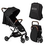 Lightweight Travel Stroller for Baby & Toddlers - Easy Fold & Compact Stroller for Airplane with Canopy, Storage Basket, Multi-Position Recline & Convenient One-Hand Fold, Travel Bag Included (Black)