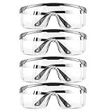 HPYNPES Safety GlassesClear Anti-Fog Goggles Over-Spec Glasses Protective Eye Wear Industrial Approved Wide-Vision(4 PACK)