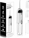Water-Flosser-Cordless-Teeth-Cleaner MAKJUNS Water Dental Flosser with 3 Modes 4 Jets Rechargeable Dental Oral Irrigator for Home Travel (Premium White)