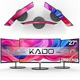 Kado Triple Monitor Setup - 3-Pack 27" 1920x1080 Curved Computer Monitor 1500R 75Hz VESA Mount HDMI Office Gaming Hybrid Sim Racing Built-in Speakers (C27 Trio Series)