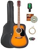 Fender Dreadnought Acoustic Guitar - Sunburst Bundle with Gig Bag, Tuner, Strings, Picks, and Austin Bazaar Instructional DVD