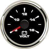 SAMDO 52mm 7 Backlight Waterproof Voltmeters Universal Voltage Gauges Voltage Meters 8-16V for Boat Yacht Auto Motor Home Truck