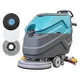 KARHDIR 22" Floor Scrubber Machine Cordless Walk Behind Scrubber with 31.5" Suction Width 32000 Sqft/h 5 Hours Runtime,for Garage Shop Warehouse Epoxy Floors, Batteries & Brushes Included
