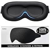 Gritin 100% Blackout Sleep Eye Mask for Women Men, Zero Pressure Sleeping Mask - Ergonomic Design 3D Cutout Eye Movement and Eyelash Friendly Night Blindfold, Ultra Soft Comfortable for Sleeping