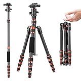 K&F Concept 60 inch Carbon Fiber Camera Tripod,Super Lightweight Compact Travel Tripod with 360 Degree Ball Head,Quick Release Plate,Detachable Monopod 8KG Load Capacity for SLR DSLR C225C0 (BA225)