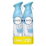 Febreze Air Mist Air Freshener Spray, Odor-Fighting Room Spray, Air Fresheners for Home and Bathroom and Kitchen, Aerosol Can, Linen & Sky Scent, 8.8oz, 2 Count