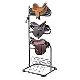 VEVOR Freestanding Saddle Stand, 30 x 30 x 68.5 in, 3 Tiers Saddle Rack, Heavy Duty Saddle Blanket Holder with Removable & Rotating Tiers, English & Western Saddle Rack for Tack Room Organization