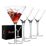 Handblown Crystal Martini Glasses Set of 4-9.5 oz Coupe Glass Set with Stem - Elegant Cocktail Glasses for Bar, Margarita, Cosmopolitan, Manhattan, Gimlet - Unique Gift for Mother’s Day