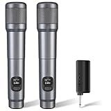 LUVUMVLT Wireless Microphone, Dual Handheld Dynamic Mic with Rechargeable Receiver, 40H Duration, 200ft Range, Plug and Play, Karaoke Microphone for Singing, Karaoke, Meeting, Church, Wedding