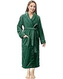 NY Threads Premium Womens Robe Plush Soft Long Bathrobe Warm Fleece Shawl Collar Spa Robe Pack of 1, Medium, Green