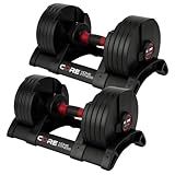Core Fitness® Adjustable Dumbbell Weight Set by Affordable Dumbbells - Space Saver - Dumbbells for Your Home