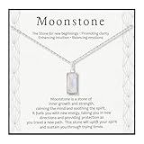 HOPE LOVE SHINE New Beginnings Rainbow Moonstone Sterling Silver Necklace for Women - Meaningful Jewelry Gifts for Her