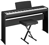 Yamaha P-143 Digital Piano Bundle, 88-Key Weighted Musical Keyboard, Stand, Bench, Music Rest, Sustain Foot Switch