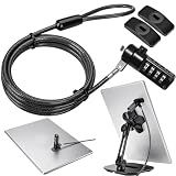 AboveTEK iPad Lock Security Cable w/Adhesive Plates, 6Ft Keyless 4 Digit Combination Tablet Lock Kit, Anti-Theft Hardware Locking Cable for iPhone Cell Phone MacBook Laptop in Showroom Retail Store